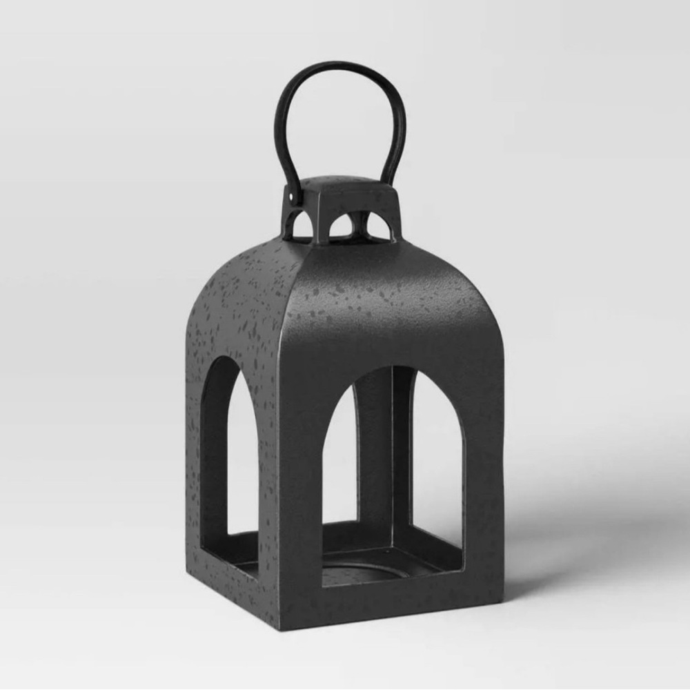Threshold 13.5"x7.7" Pillar Cast Aluminum Outdoor Black Lantern Studio McGee NEW